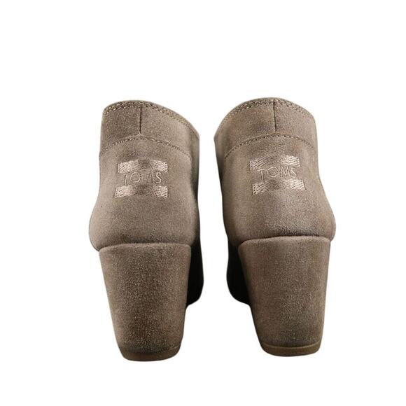 Toms Shoes Womens 7 Bootie Wedge Desert Lace Up Chukka Leather Casual Taupe Kala - Picture 5 of 15